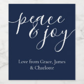 Moderne vrede en vreugde Gepersonaliseerde Kerstmi Wijn Etiket (Enkel label)