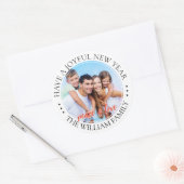 Moderne Vrede & Liefde Familie Foto Nieuwjaar Ronde Sticker (Envelop)