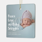 Moderne Vrede Liefde Pasgeboren Baby's Eerste Kers Keramisch Ornament (Links)