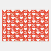 Moderne Vrede + Liefde Rood Wit Kerstvakantie Inpakpapier Vel (Voorkant)