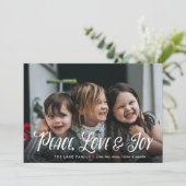 Moderne Vrede, Liefde & Vreugde bewerkbare Kerstmi Feestdagenkaart (Staand voorkant)