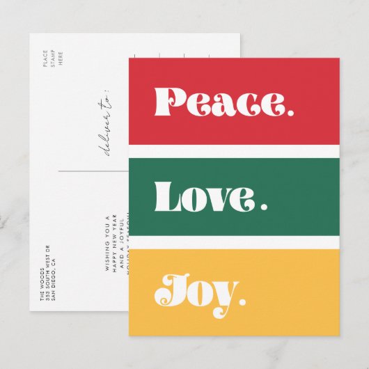 Moderne Vrede Liefde Vreugde Kerstmis Briefkaart (Voorkant / Achterkant)