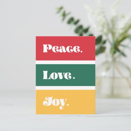 Moderne Vrede Liefde Vreugde Kerstmis Briefkaart (Staand voorkant)