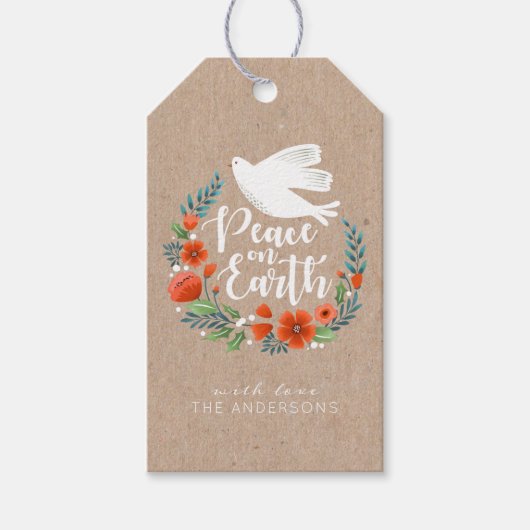 Moderne Vrede op Aarde Kerstmis Cadeaulabel (Voorkant)