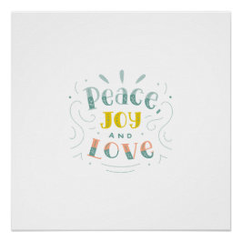 Moderne Vrede Vreugde en Liefde Typografie Glanzen Perfect Poster