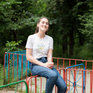 Moderne Vrede Vreugde en Liefde Typografie T-shirt