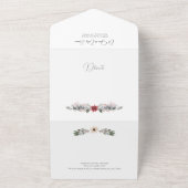 Moderne Vrede & Vreugde Kerstmis Botanische Foto All In One Uitnodiging (Buitenkant)