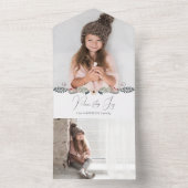 Moderne Vrede & Vreugde Kerstmis Botanische Foto All In One Uitnodiging (Binnen)