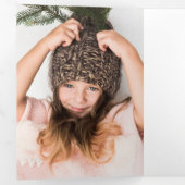 Moderne Vrede & Vreugde Kerstmis Botanische Foto Drieluik Kaart (Binnenzijde eerst)