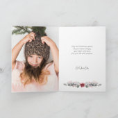 Moderne Vrede & Vreugde Kerstmis Botanische Foto Feestdagen Kaart (Binnen)