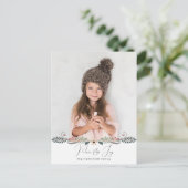 Moderne Vrede & Vreugde Kerstmis Botanische Foto Feestdagenkaart (Staand voorkant)