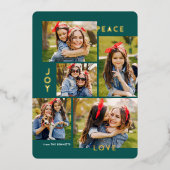 Moderne Vrede Vreugde Liefde Aangepaste Kleur Coll Folie Feestdagenkaart (Voorkant)
