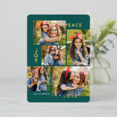 Moderne Vrede Vreugde Liefde Aangepaste Kleur Coll Folie Feestdagenkaart (Staand Voorkant)