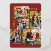 Moderne Vrede Vreugde Liefde Aangepaste Kleur Coll Folie Feestdagenkaart (Voorkant)