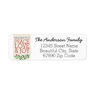 Moderne Vrede Vreugde Liefde Kerstmis Vakantie kra Etiket