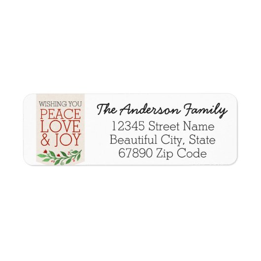 Moderne Vrede Vreugde Liefde Kerstmis Vakantie kra Etiket (Voorkant)