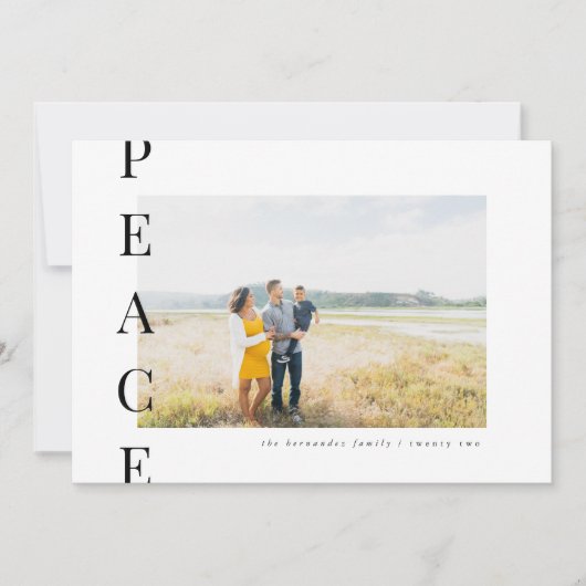 Moderne Vredes Minimalistische Vakantiefotokaart Feestdagenkaart (Voorkant)