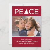 Moderne vredesaangepaste fotofeestdag Burgundy Feestdagenkaart (Voorkant)