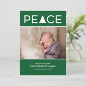 Moderne vredesaangepaste fotofeestdag groen wit feestdagenkaart (Staand voorkant)