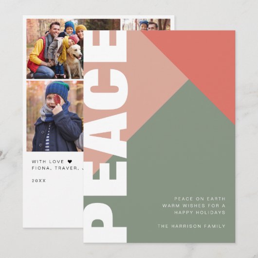 Moderne vredesfotocollage feestdagenkaart (Voorkant / Achterkant)