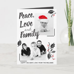 Moderne vredesliefde en aangepaste foto van famili kaart