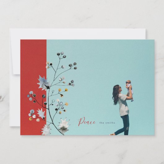 Moderne vredesliefde of feestelijke kerstfoto C Feestdagenkaart (Voorkant)