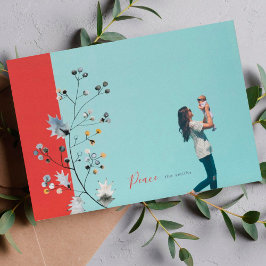 Moderne vredesliefde of feestelijke kerstfoto C Feestdagenkaart