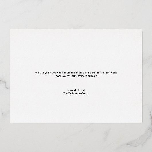 Moderne vredesscript Pine Holiday-lichten Folie Feestdagenkaart (Achterkant)