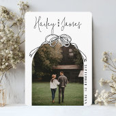 Moderne Vreemde Handgetekende Boog ZWART Foto Brui Save The Date