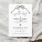 Moderne Vreemde Handgetekende Boog ZWART Foto Brui Save The Date