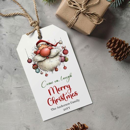 Moderne vreemde Kerstman kerstcadeautag ontwerp Cadeaulabel