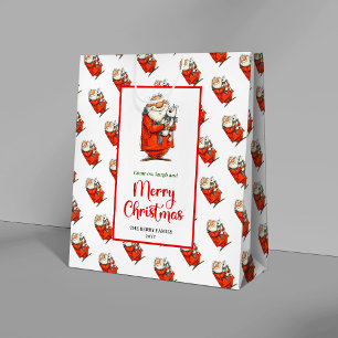 Moderne vreemde Kerstman speelse viering Medium Cadeauzakje
