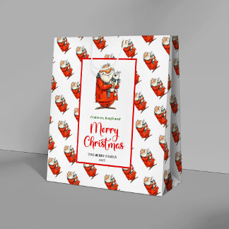 Moderne vreemde Kerstman speelse viering Medium Cadeauzakje