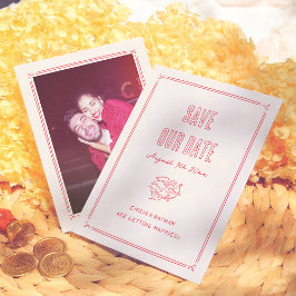 Moderne Vreemde Retro Handgetekende Cupido Foto Br Save The Date