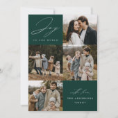 Moderne Vreugde aan de Wereld Groen 5 Foto Feestdagenkaart (Voorkant)