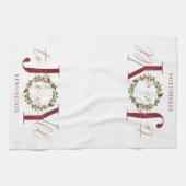 Moderne Vreugde aan de Wereld Kerstkrans Theedoek (Horizontaal)