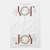 Moderne Vreugde aan de Wereld Kerstkrans Theedoek (Verticaal)