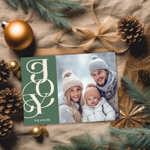 Moderne vreugde Elegante Typografie Groene Minimal Feestdagenkaart