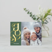 Moderne vreugde Elegante Typografie Groene Minimal Folie Feestdagen Briefkaart (Staand Voorkant)