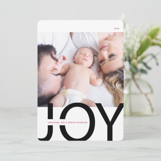 Moderne vreugde feestdagenkaart (Staand voorkant)