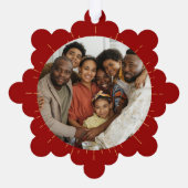 Moderne vreugde liefde vrede kerstvakantie foto ornament kaart (Achterkant)