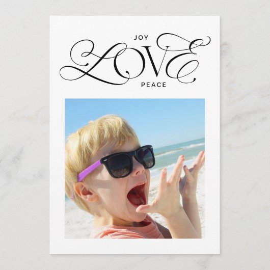 moderne vreugde LIEFDE vrede script 2 foto HAPPIES Feestdagenkaart (Voorkant)