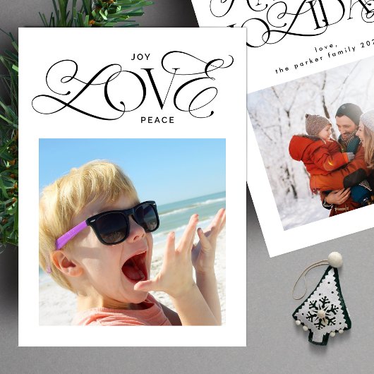 moderne vreugde LIEFDE vrede script 2 foto HAPPIES Feestdagenkaart