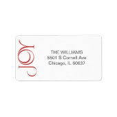 Moderne Vreugde Rode Typografie Kerstmis Terugkeer Etiket (Voorkant)