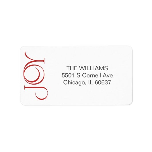 Moderne Vreugde Rode Typografie Kerstmis Terugkeer Etiket (Voorkant)