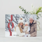 Moderne Vreugde Typografie Minimale 1 Foto Tartan  Feestdagenkaart (Staand voorkant)