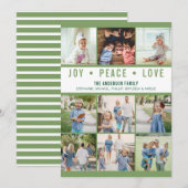 Moderne vreugde Vrede Liefde Fotocollage Groene Va Feestdagenkaart (Voorkant / Achterkant)