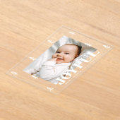 Moderne vreugdevolle bomen vakantiefoto acryl uitnodigingen (Laagn)