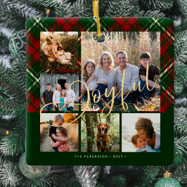 Moderne vreugdevolle familie fotocollage Kerstmis Keramisch Ornament