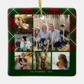 Moderne vreugdevolle familie fotocollage Kerstmis Keramisch Ornament (Voorkant)